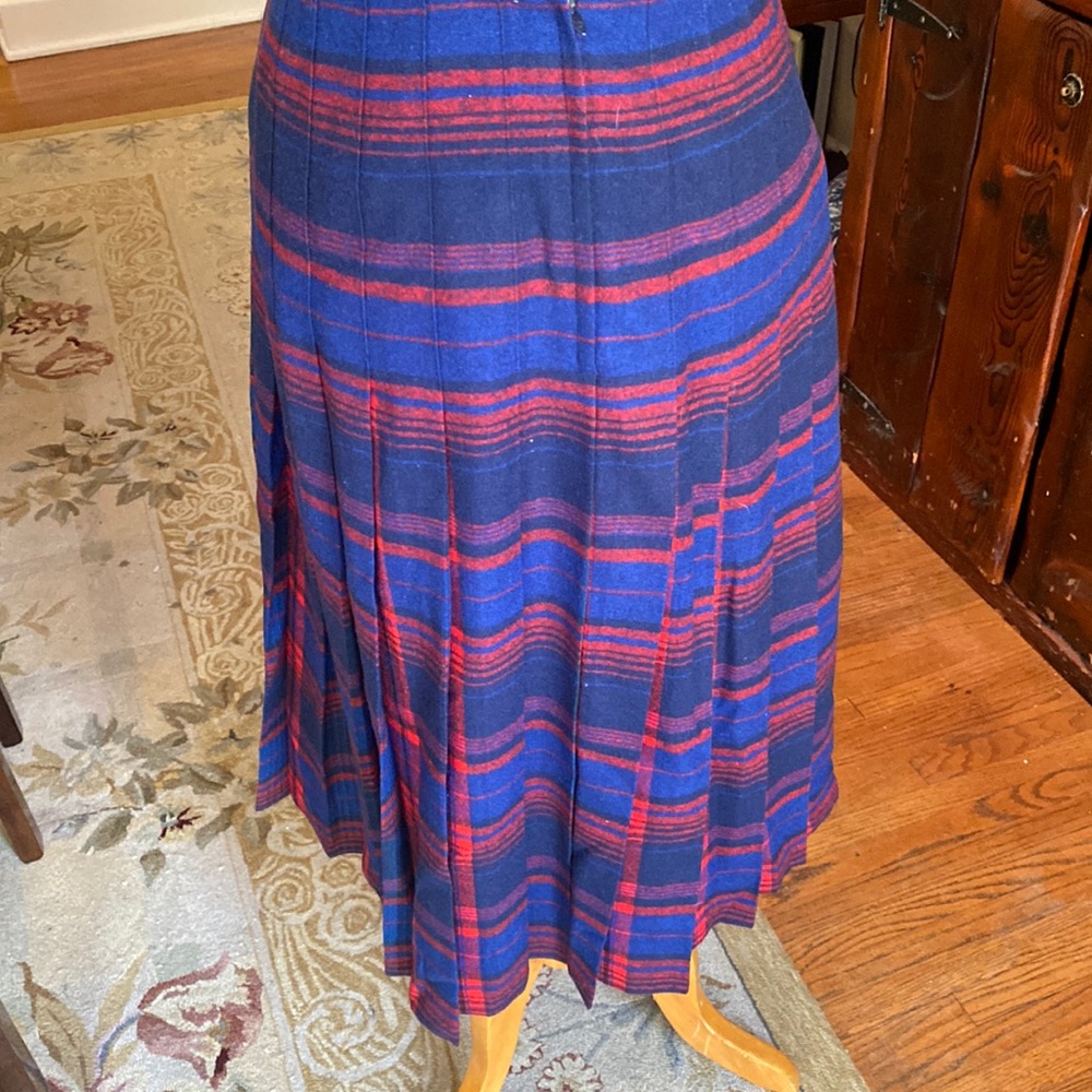 Pendleton Blue and Red Striped Midi Skirt
